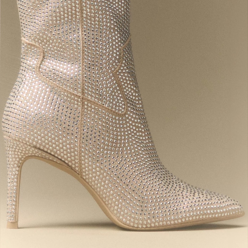 NIB Dolce Vita Anthropologie Korry Crystal Silver Knee-High Women's Boots
